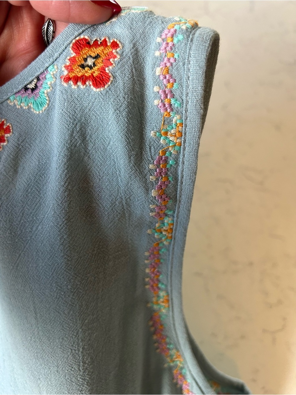 NWT THML The Waylon Tassel Embroidered Tank Top Boho Sleeveless - Picture 8 of 14